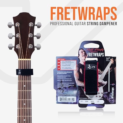Gruv Gear Fret Wrap & Guitar Mute Matt Heafy Edition, Fretwrap for Acoustic, Electric & Bass | String Dampener Recording, Tapping & Practice Accessory (1 Pack, Medium Black and Red, Fits 5 String