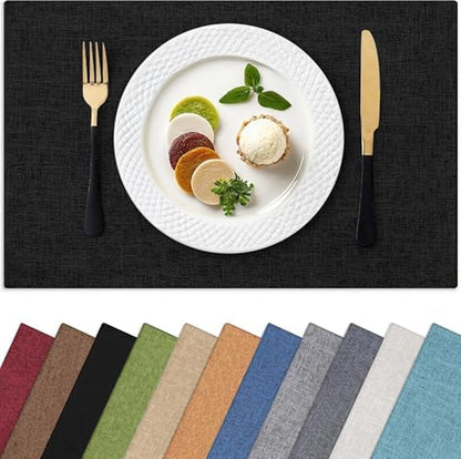 Homaxy Cloths Placemats for Dining Table Set of 4, 13" x 19", Black