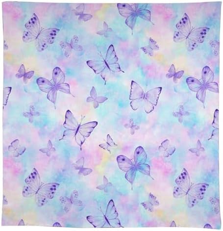 Dreamy Butterfly Tablecloth, Colorful Butterflies Watercolor Blue Purple Print Table Cover for Outdoor Party Picnic Kitchen Dinning Table Decor 55x55in