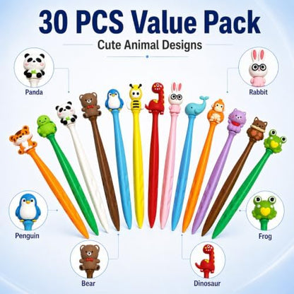 Animal Bobblehead Pencil Erasers,30 Pack Kawaii Cartoon Erasers Bulk Set, Classroom Prizes, Birthday Gifts