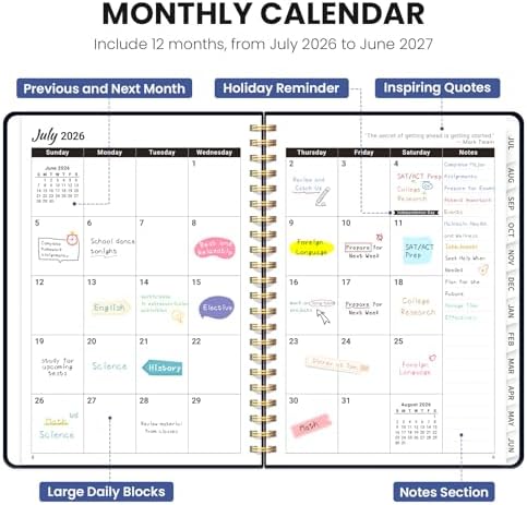 Planner 2026-2027, A5 (6.3" x 8.5") Hardcover Weekly & Monthly Planner July 2026 - June 2027 with Monthly Tabs, Academic Planner for School, Work and Office, Garden of Whimsy