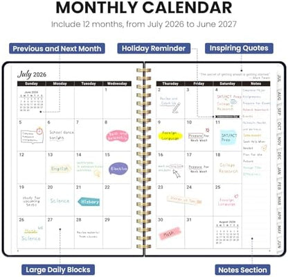Planner 2026-2027, A5 (6.3" x 8.5") Hardcover Weekly & Monthly Planner July 2026 - June 2027 with Monthly Tabs, Academic Planner for School, Work and Office, Garden of Whimsy