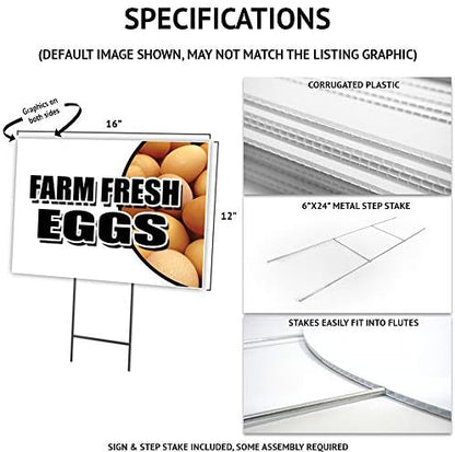 Fresh Cantaloupe 5 Pack of 12" x 16" Yard Sign & Stake Outdoor Plastic Window | Advertise Your Business | Stake Included Image On Both Sides | Made in The USA