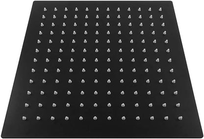 NearMoon Rain Shower Head, High Flow Stainless Steel Square Rainfall Shower, Waterfall Bath Shower Body Covering, Ceiling or Wall Mount (12 Inch, Matte Black)