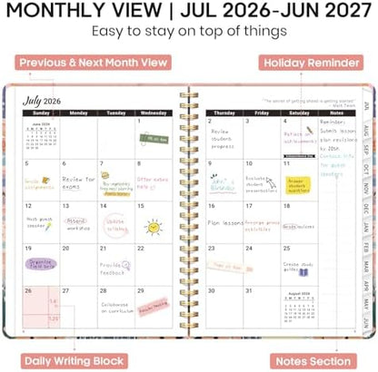 Planner 2026-2027, Weekly & Monthly Academic Calendar, Jul 2026 – Jun 2027