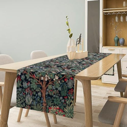 William Morris Tree of Life Table Runner Vintage Flowers Table Runner for Dining Table Decor 13 x 90 Inch