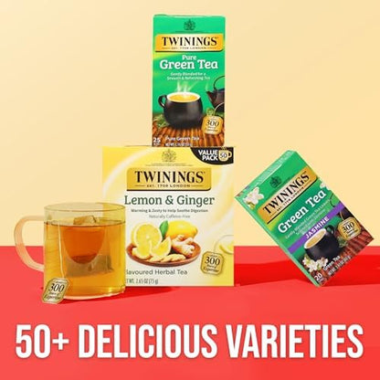 Twinings Pure Green Tea, Caffeinated, Tea Bags, 25 CT Box (6 Pack)