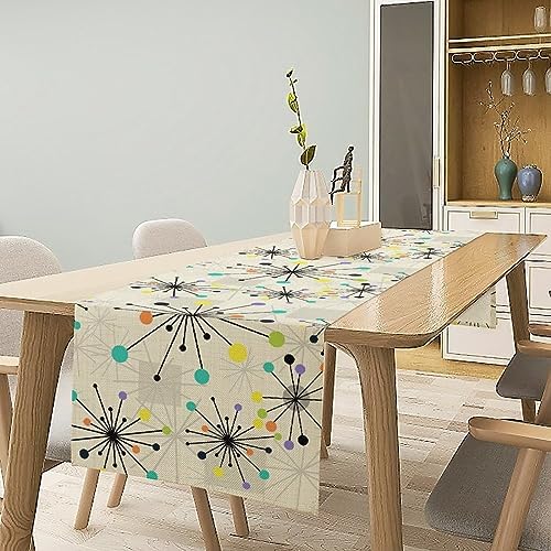 Mid Century Geometric Table Runner,Table Runners for Kitchen Dining Modern Tables Decor Decoration for Kitchen Family Dinner Table Holiday Party Farmhouse 13 x 120 Inch