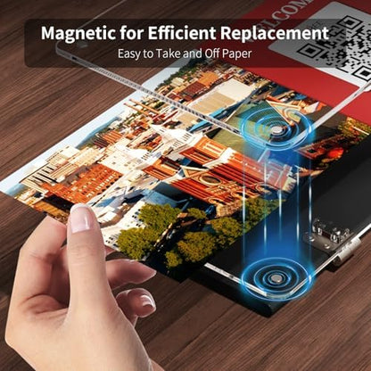 NIUBEE Acrylic QR Code Sign Stand, Clear Magnetic Holder for Booth Display