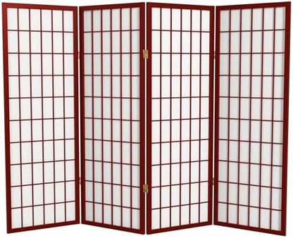 4 ft. Short Window Pane Shoji Screen - Rosewood - 4 Panels