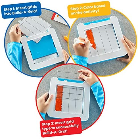 hand2mind Build-A-Grid, Dry Erase Multiplication, 3rd Grade Math, Multiplication Manipulatives, Fraction Manipulatives, Multiplication Game, Montessori Math, Homeschool Supplies (Set of 4)