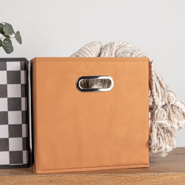 Household Essentials Fabric Storage Bins 6 Piece Set, Terracotta Color