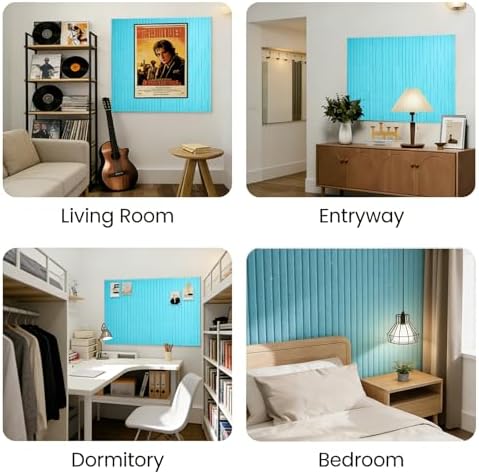 Slat Felt Wall Tiles (12 Pack) - 11.8"x11.8" Self-Adhesive Bulletin Board for Wall, Acoustic Panels for Sound Dampening, Modern Black Pin Board, Home Office Decor (30x30cm)