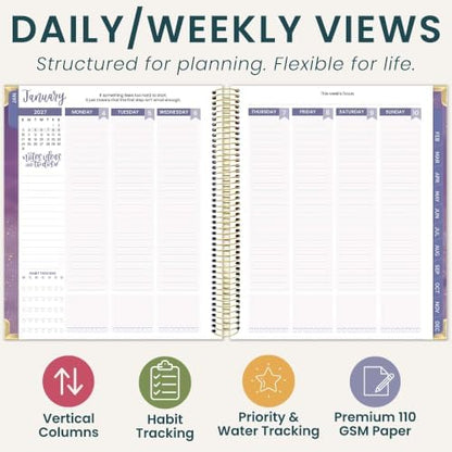 bloom daily planners 2027 Hardcover Goal & Vision Planner (January - December 2027) - Monthly & Weekly Calendar Year Agenda Organizer - 7.5" x 9" - Good Things Are Coming
