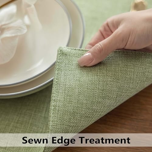 Demetex Cloth Green Placemats Set of 8 Heat Resistant Table Plate Mat Washable Linen Placemat for Kitchen Dining Tables, 13x19 inch, Grass Green