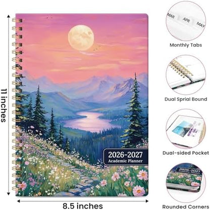 Large Planner 2026-2027, A4 (8.5" x 11") Hardcover Weekly & Monthly Planner July 2026 - June 2027 with Monthly Tabs, Academic Planner for School, Work and Office, Lavender Horizon