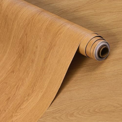Boobest Walnut Wood Contact Paper Light Brown Wood Peel and Stick Wallpaper