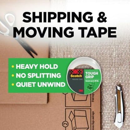 Scotch Tough Grip Moving Packing Tape, Clear, 1.88 in. x 43.7 yd.