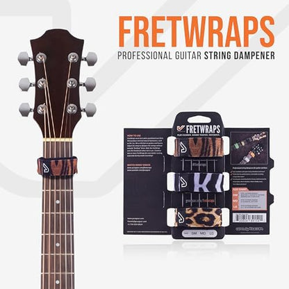 Gruv Gear Fret Wrap & Guitar Mute, Fretwrap for Acoustic, Electric & Bass | String Dampener Recording, Tapping & Practice Accessory (3 Pack, Medium Animal Prints, Fits 5 String Bass, 7 String Guitar)