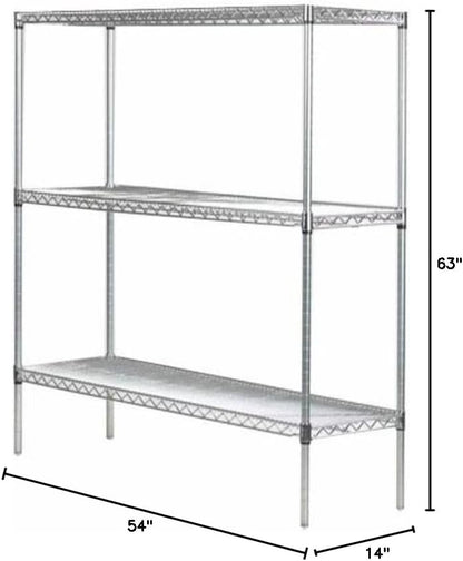 Omega 14" Deep x 54" Wide x 63" High 3 Tier Chrome Starter Shelving Unit