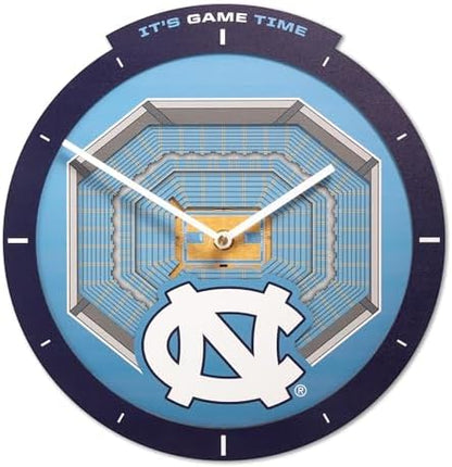 YouTheFan NCAA North Carolina Tar Heels StadiumView 3D Wall Clock