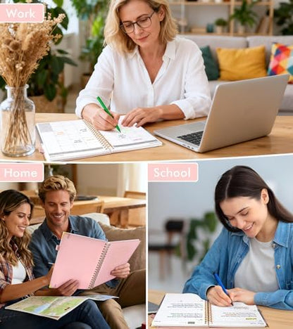 Academic Planner 2026-2027, Weekly and Monthly Hardcover Planner, July 2026 - June 2027, 5.75" x 8.38" A5 Large Daily Calendar Planner Book with Tabs, Spiral Yearly Agenda Organizer Notebook for School Work Home, Pink