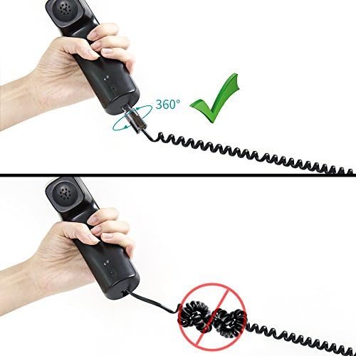 (Value Pack of 10 360° Phone Cord Detangler Landline Telephone Extended Rotating Black