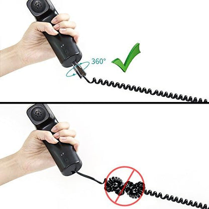 (Value Pack of 2 360° Phone Cord Detangler Landline Telephone Extended Rotating Black