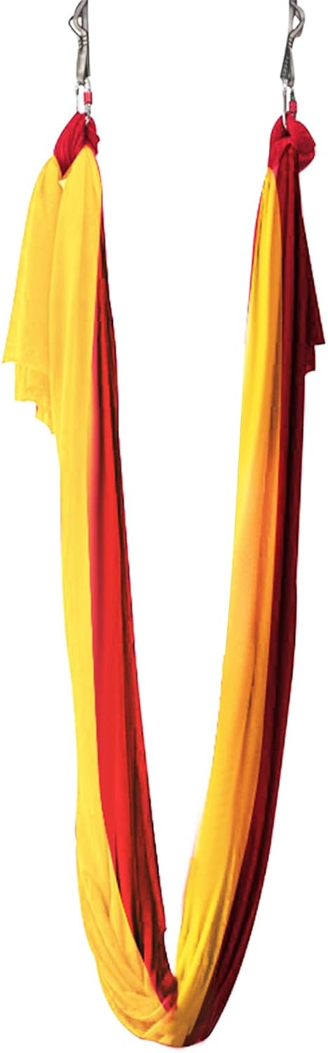 Aerial Yoga Hammock L:5M W:2.8M 5.5 Yards Aerial Pilates Silk Yoga Swing Set with 2000 Ibs Load Include Daisy Chain, Pose Guide