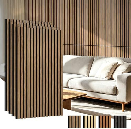 Art3d 47 x 23.6 Inch Acoustic Wood Slat Wall Panel, 4-Pack, Deep Walnut