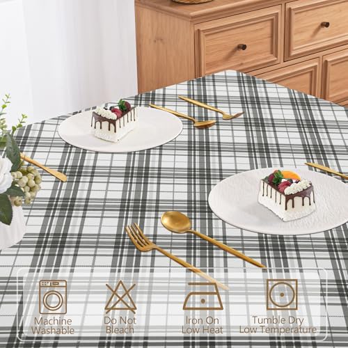 DWCN Checkered Tablecloth, 60 x 84 Inch, Rectangular, Grey and White