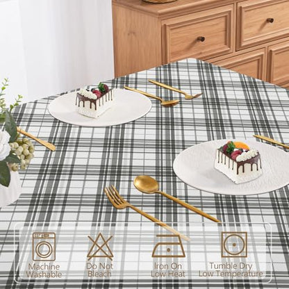 DWCN Checkered Tablecloth, 60 x 84 Inch, Rectangular, Grey and White