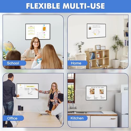 Double-Sided White Board Dry Erase Magnetic Whiteboard Wall 36x24 Black