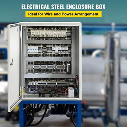 VEVOR NEMA Steel Enclosure, 20 x 16 x 8'' NEMA 4X Steel Electrical Box, IP66 Waterproof & Dustproof, Outdoor/Indoor Electrical Junction Box, with Mounting Plate