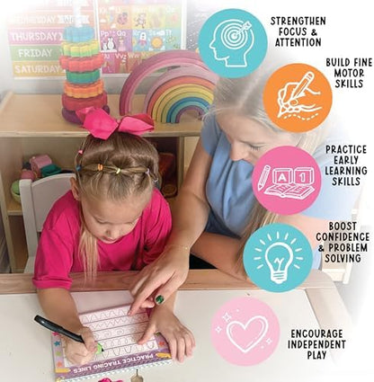 4 Grooved Writing Books for Kids 3-5 Large Reusable PreK Tracing Workbooks