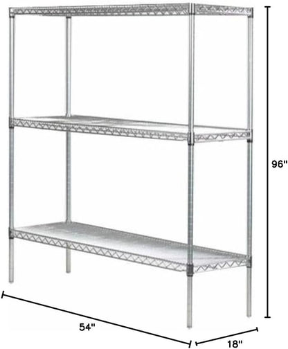 Omega 18" Deep x 54" Wide x 96" High 3 Tier Chrome Starter Shelving Unit