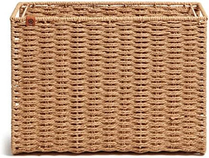 U Brands Woven Hanging File Basket, 1 Count, Desk Organizer, Natural Color