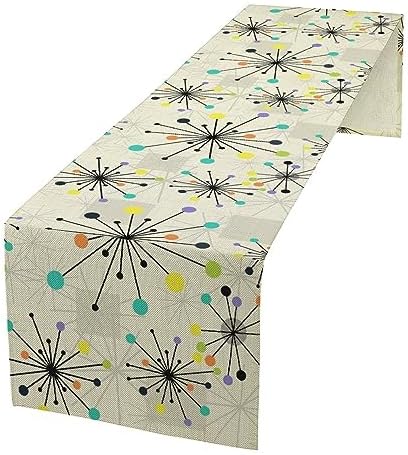 Mid Century Geometric Table Runner,Table Runners for Kitchen Dining Modern Tables Decor Decoration for Kitchen Family Dinner Table Holiday Party Farmhouse 13 x 60 Inch