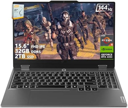 Lenovo LOQ Gaming Laptop | 15.6" FHD IPS 144Hz (100% sRGB G-SYNC) | AMD Ryzen 5 7235HS | 32GB DDR5 2TB SSD | NVIDIA GeForce RTX 4050 6GB | Backlit Wi-Fi 6 Privacy Camera Win11 w/DLCA Accessory
