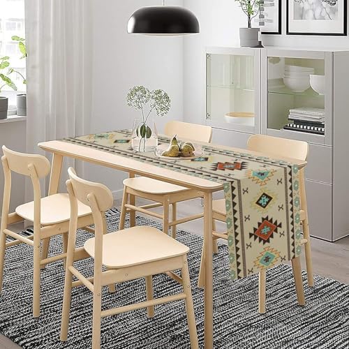 Aztec Southwest Table Runner,Ethnic Style Design Geometric Table Runners Dresser Scarves Table Setting Decor for Garden Farmhouse Wedding Party Holiday Dinner Home 13x108 Inch