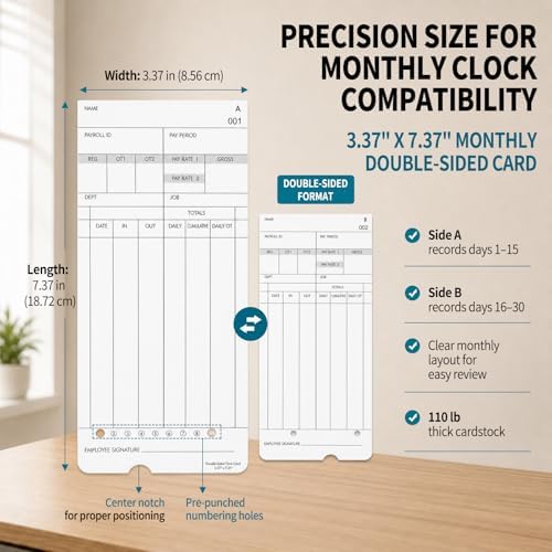 300 Time Cards, Compatible with Nile 4500PP/4500PP10 & Pyramid 3800/3800-10