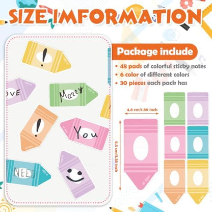Back to School Sticky Notes Pastel Crayon Classroom Decor Supplies