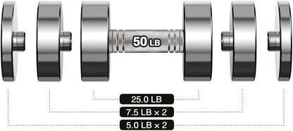 Northdeer Steel Dumbbells Ultracompact & Adjustable Chrome Dumbbell with Foam Handles 5lb 10lb 15lb 20lb 30lb 50lb Home Gym Workout (Choice of Size)