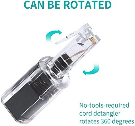(Value Pack of 2 360° Phone Cord Detangler Landline Telephone Extended Rotating Black