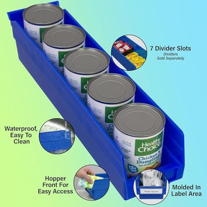 Akro-Mils 30128 Heavy Duty Plastic Shelf Bins, 18"x 4"x 4", Green, 12-Pack