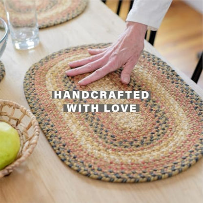 Homespice Russet Braided Placemats for Country Decor, Oval 13x19 Set of 4