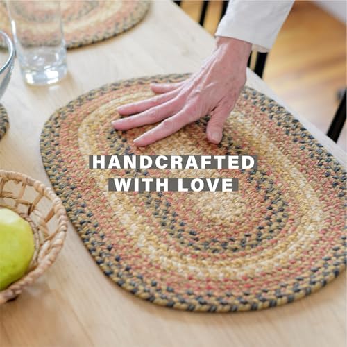 Homespice Russet Braided Placemats for Country Decor, Oval 13x19 Set of 6