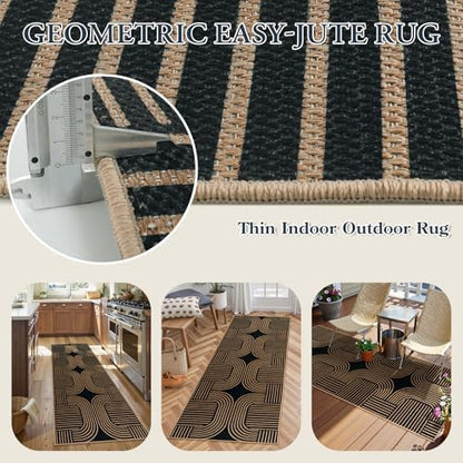 Lahome Modern Geometric Runner Rug, 2x6 Laundry Room Rug Runners for Hallways Non Slip, Washable Outdoor Carpet with Rubber Backing, Farmhouse Non Shedding Kitchen Mats for Floor Entryway