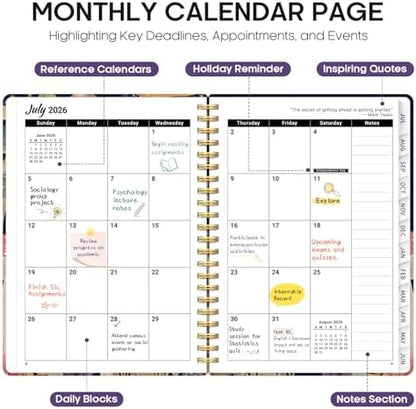 Planner 2026-2027, Monthly & Weekly Jul 2026-Jun 2027 Calendar Planner