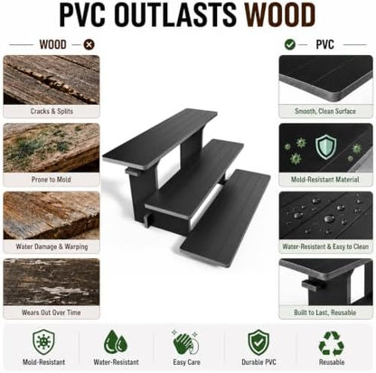 3 Tier Vendor Display Stand, Black PVC Shelves for Craft Fairs & Markets